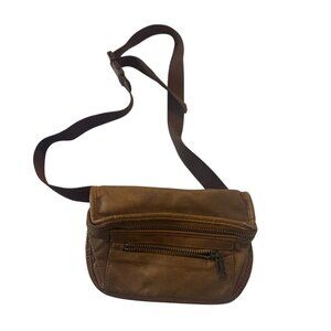 Dakota Genuine Leather Brown Crossbody Fanny Pack With Adjustable Strap & Zipper